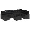 VidaXL Ensemble de canapé de jardin de 9 pièces avec coussins en rotin poly noir 3349059