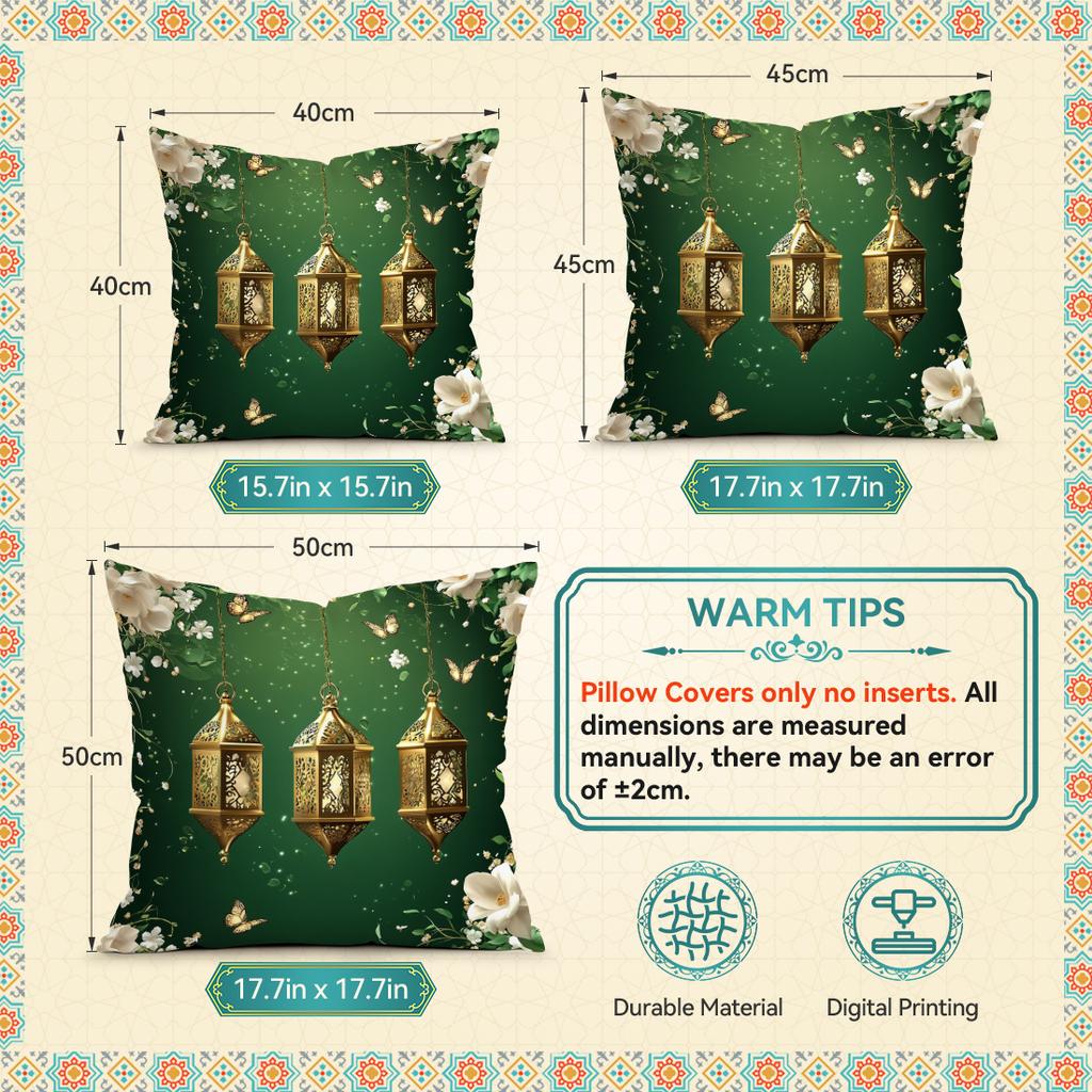 Green Ramadan Festival Pillowcase Printed Polyester 40/45/50Cm Throw Pillowcover Decorative Sofa Cushion Pillowslip Home Decor