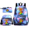 Rhythm box peripheral schoolbag sprunki cartoon starry sky backpack 3-piece set