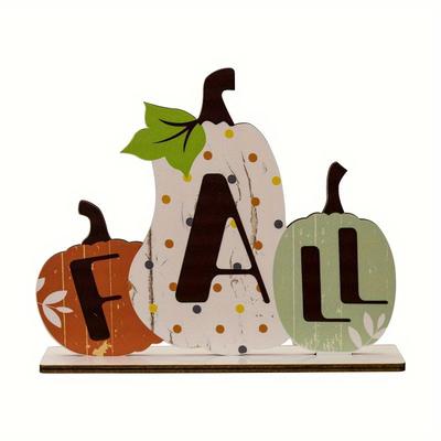 3 ks, Stolní dýňové bloky, Víceúčelové plakety s tématem sklizně pro Halloween a Den díkůvzdání, Současná dřevěná podzimní dekorativní sada cedulí