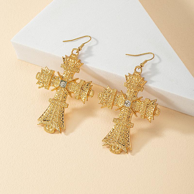 European & American Trendy Street Style Cross Drop Earrings for Women