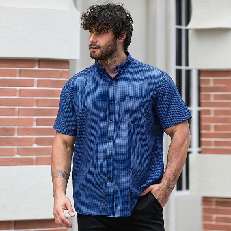 Men's Plus Size Plaid Short Sleeve Shirt