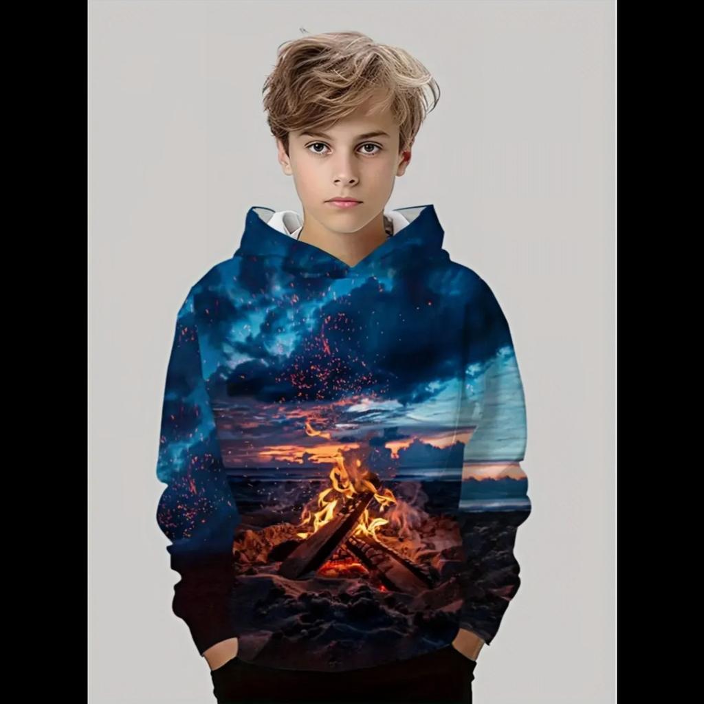 Fashion Hoodie Beautiful Scenery 3D Print Autumn Casual Pullover Long-Sleeve Hoodie Outdoor Sports Boy Girls Children's Clothing