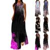 Women's New Spring And Summer Fashion Classic V-neck Color Printing Sleeveless Long Dress