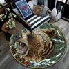 Grizzly Bear Round Area Rug,Carpet Rug for Living Room Bedroom Sofa Playroom Decor,Non-slip Floor Mat