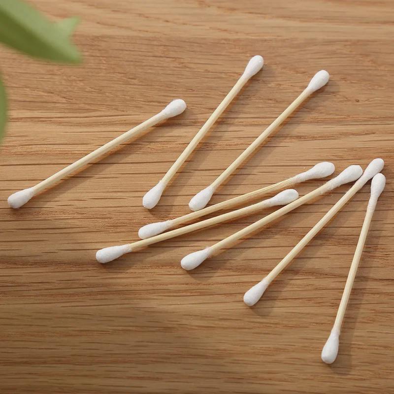 Dual-Ended Bamboo Cotton Swabs: Disposable, Multifunctional Ear Cleaner & Makeup Remover