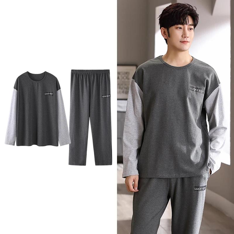Hjorteutskrift Elegant pyjamassett for mann Høst Vinter Mote Myk bomull Herre Loungewear Komfortabelt nattøy