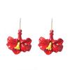 Personalized Creative Design Sense Bohemian Red Alloy Dripping Oil Morning Glory Flower Ear Hook Simple and Versatile