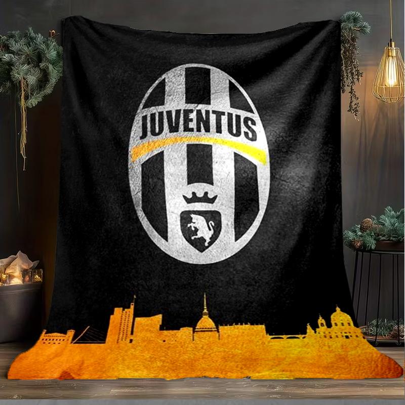 1 Stück Juventus Fußballclub Aufdruck Weiche Flanelldecke Überwurf für Schlafzimmer Wohnzimmer Sofa Camping Reise Fan Geschenke Weihnachtsgeschenke
