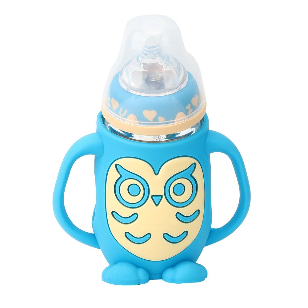 

Baby Feeding Bottle Silicone Anti Slip Nursing Bottle Anti Colic Feeder with Handle 240ML(Pink )