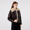 FivePlus Women's Biker Style PU Leather Down Jacket