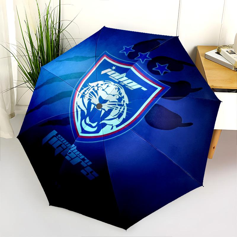 Johor Darul Ta'zim FC  Pattern, Automatic Folding Umbrella, Portable and Foldable Design, 8 Ribs, a Christmas or Birthday Gift.