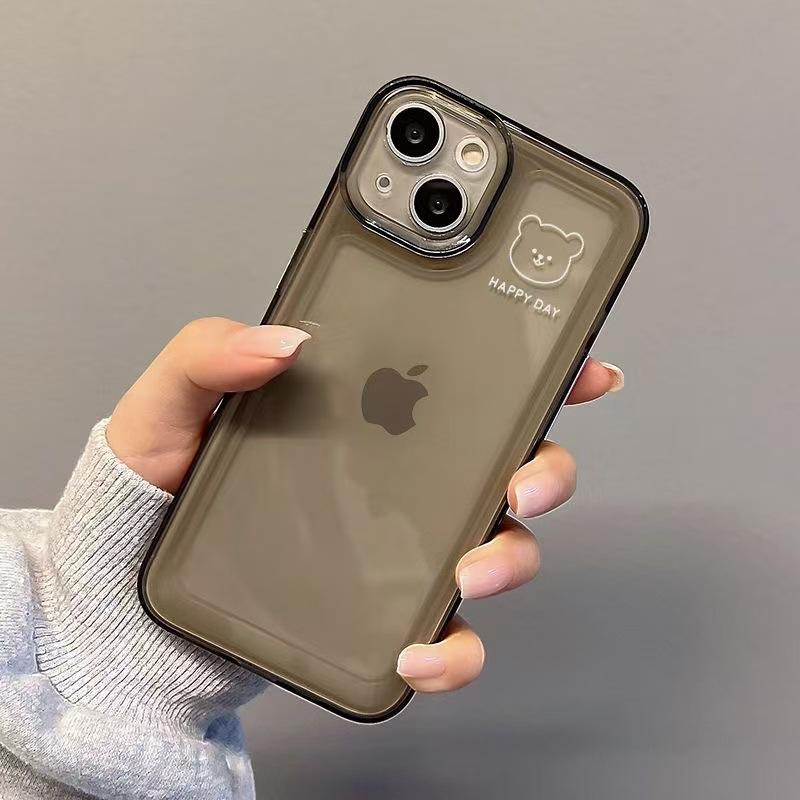 Simple Bear Smiley Face, Suitable for Iphone17 Mobile Phone Case, Transparent Apple 15pro Anti-drop 14 All-inclusive 13/16 New
