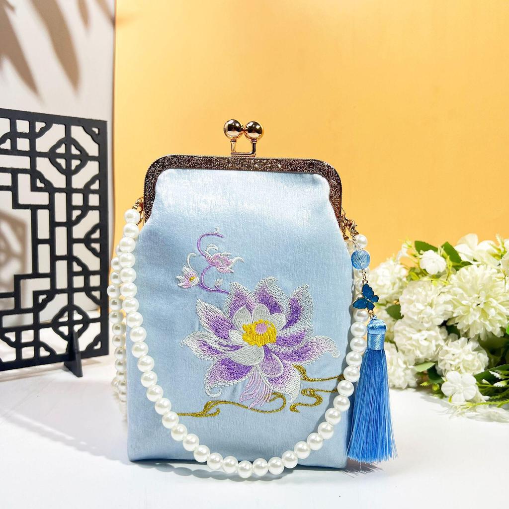 Ancient Style Single Shoulder Crossbody Cheongsam Bag with Embroidery Clasp Handbag