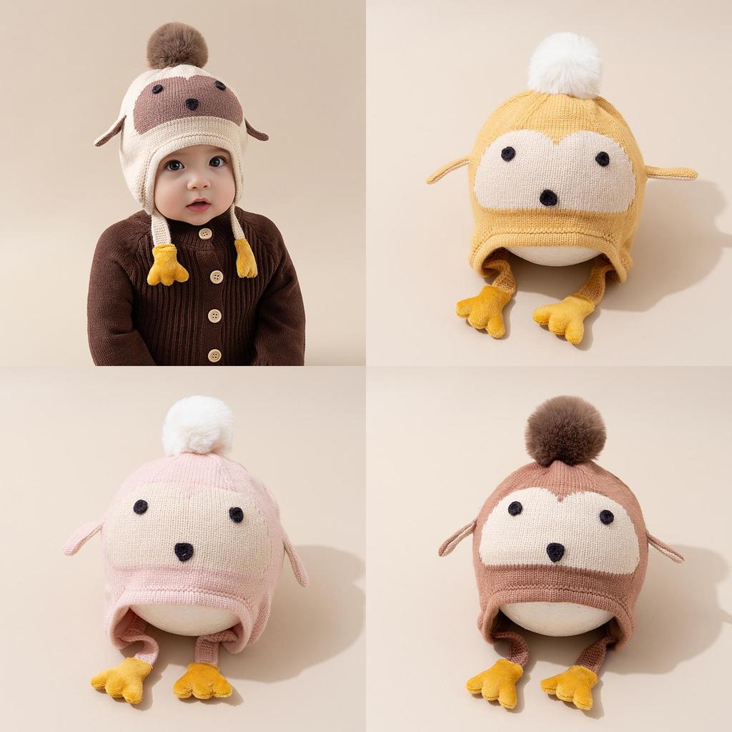 Infant Handmade Knit Cap With Soft Cotton Material For Breathable Winter Warmth