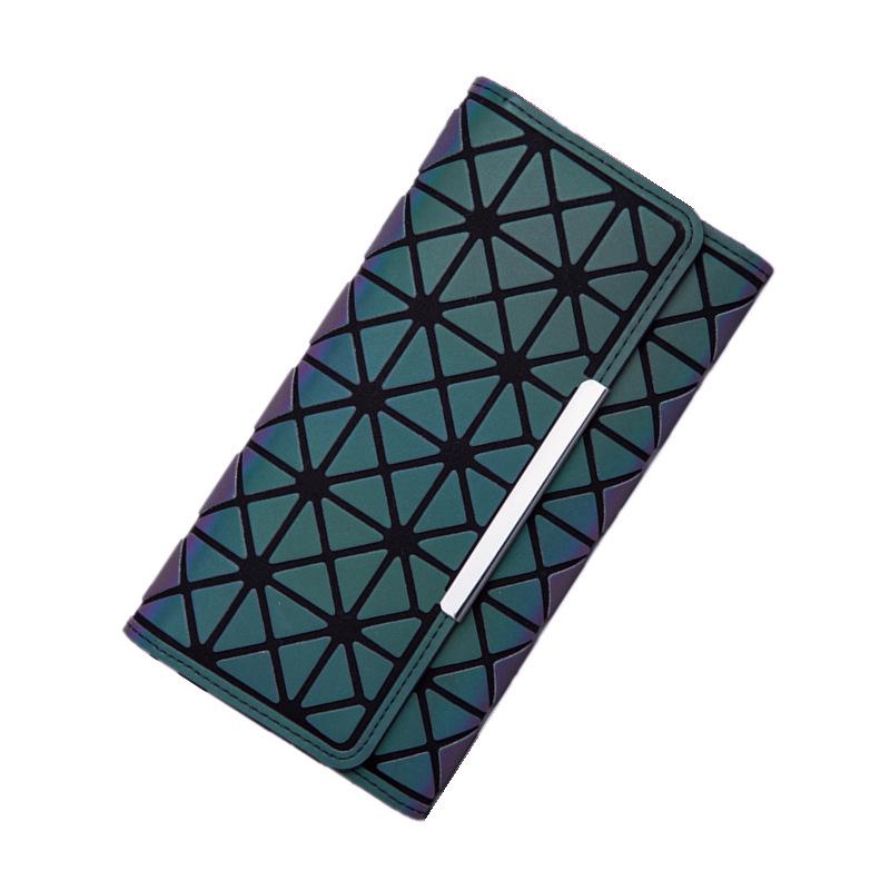 Portafoglio di marca Pochette da donna Portafoglio lungo luminoso Portamonete con reticolo geometrico a reticolo femminile