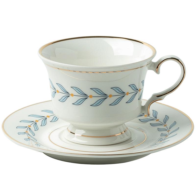 Bone China Coffee Cup Set Ceramic Mug Golden Trim British Afternoon Tea Cup Espresso Cup and Saucer Set Holidays Birthday Gift