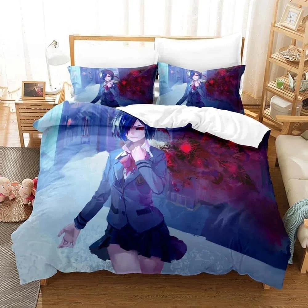 3D Print Anime With Bed Linen Collection Tokyo Ghoul Bedding Collection Single Twin Full Queen King Size Bed Collection Aldult Kid Bedroom Duvetcov