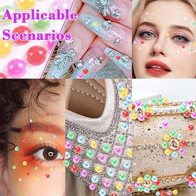 220Pcs Mix 3456Mm Colorful Pearls Stickers Face Sticker Self Adhesive Body Eye Shadow Party Festival Decoration Jewels Stickers