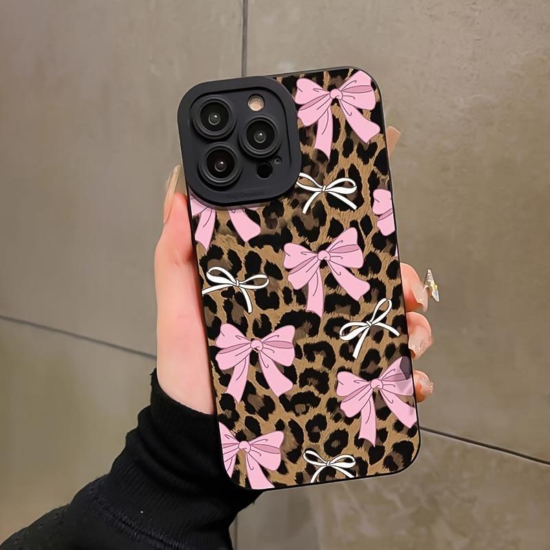 Pink Bow Leopard Pattern Full Body Protection Phone Case For iPhone 16 Pro Max 15 14 Plus 13 12 Mini X XR 7 8 11 XS SE Cover