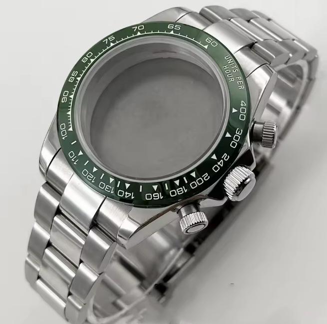 39mm Quartz Chronograph Watch Case Kit with VK63 Movement, 316 Stainless Steel Accessories