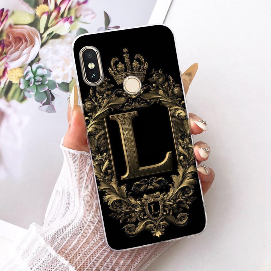 For Xiaomi Redmi Note 6 Pro Royal Crown Initial Letter Couple Phone Case For Redmi Note6 Soft Silicone TPU Covers Bumpers