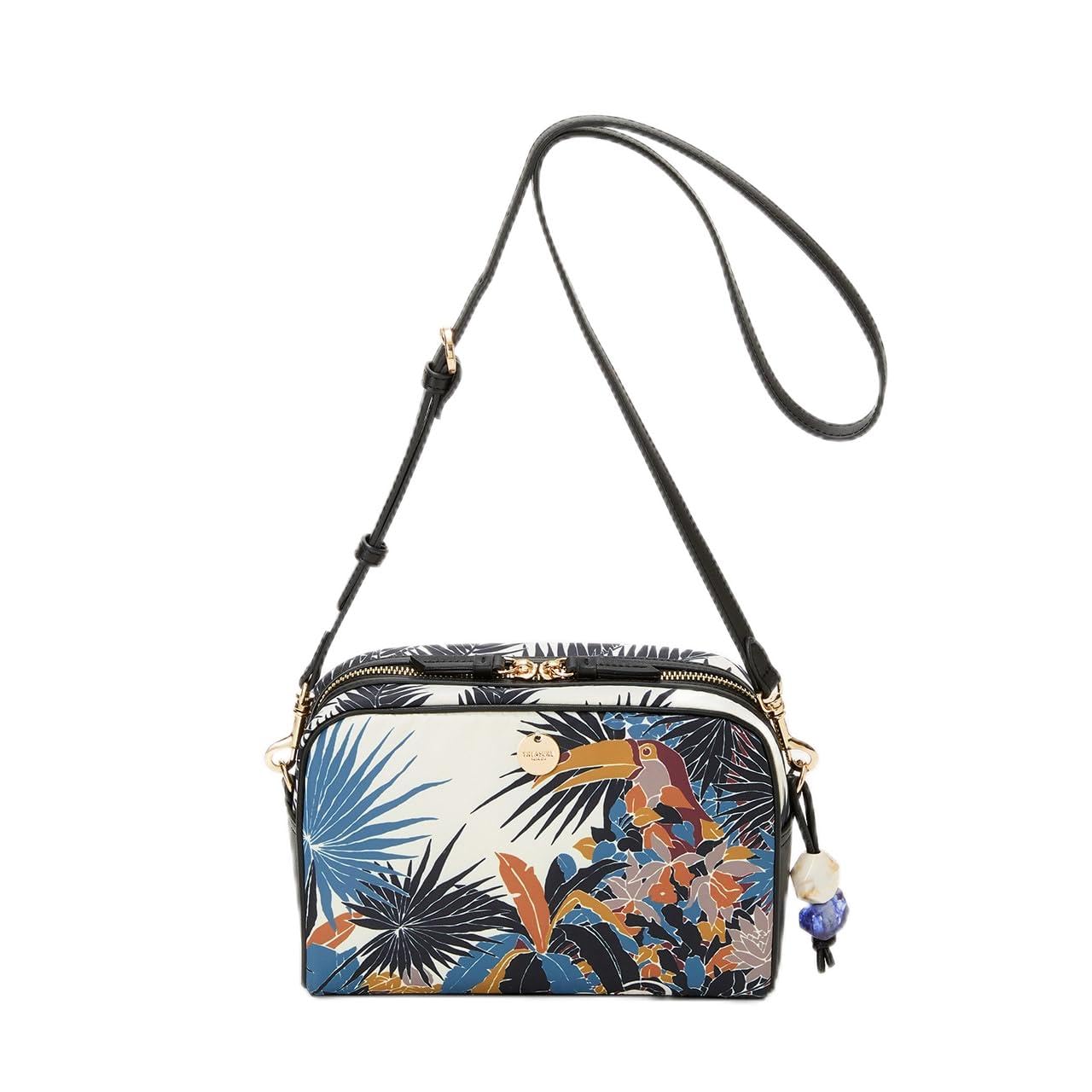 [TREASURE TOPKAPI] Mild Satin Scarf Pattern Shoulder Bag, Charcoal Gray