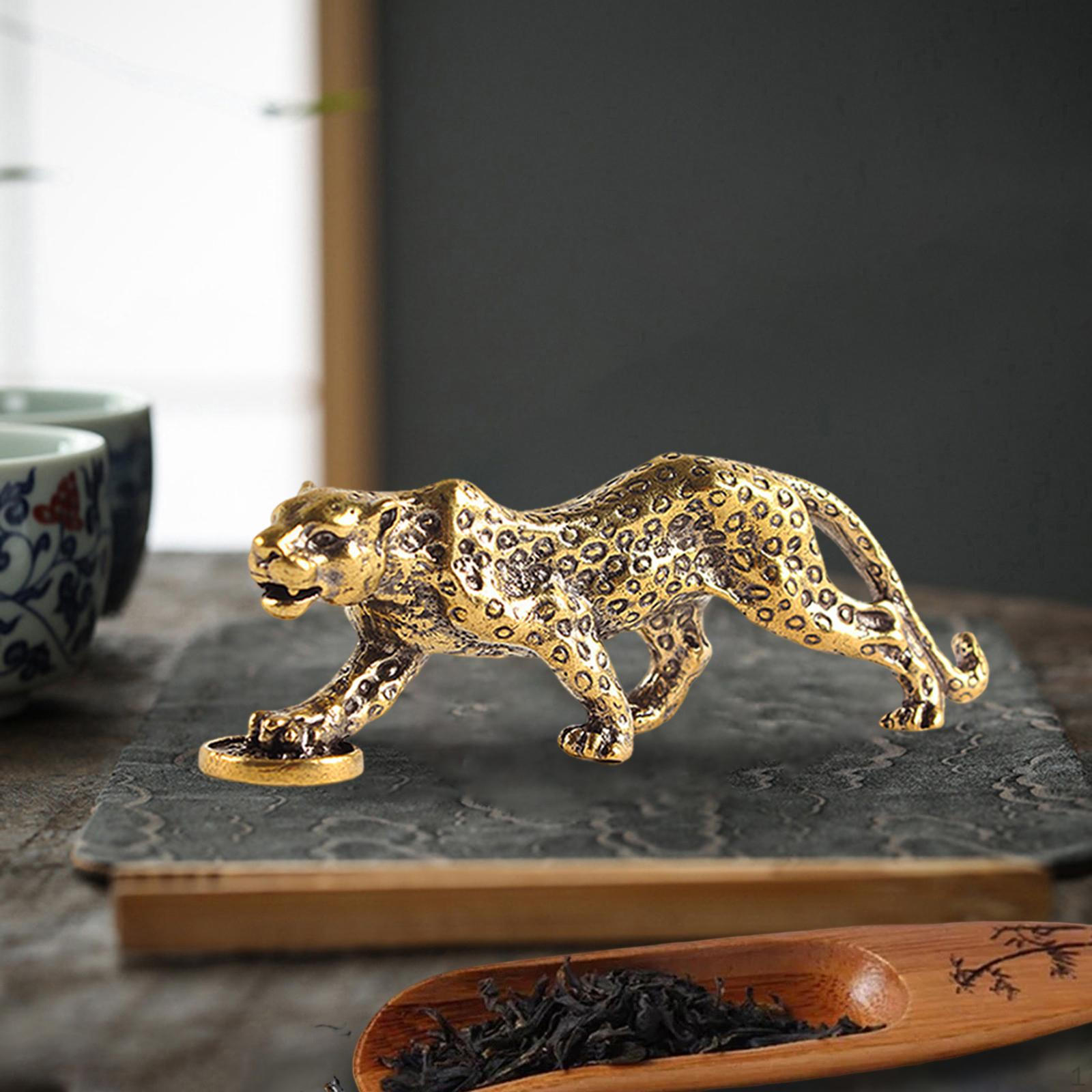 

Brass Cheetah Figurine Crafts Unique Landscape Presents Decorations Exquisite Sculpture for
