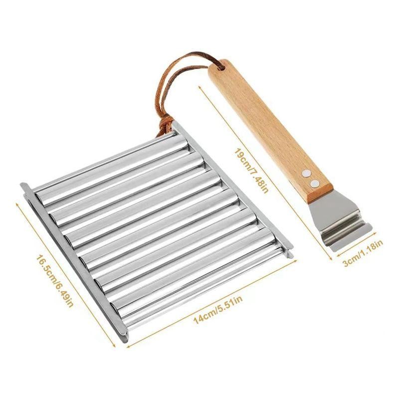 ABUL-Hot Dog Roller Stainless Steel Sausage Roller Rack With Wood Handle, BBQ Hot Dog Griller For Evenly Cooked Hot Dog