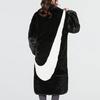 New Nike Women's Faux Fur Long Jacket Asia Sizing Black DQ6839-010