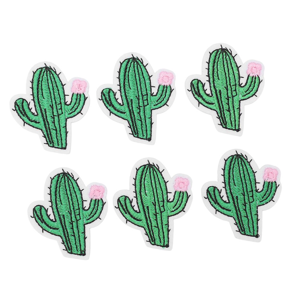 6Pcs Embroidered Patches Cactus Shape Cute Beautiful Covering Breakages Stains Iron On Patches for