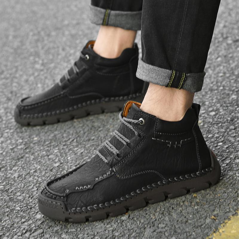 Handgemachte Stiefel aus Spaltleder für Herren, bequeme Stiefeletten für Herren, Freizeitschuhe, große Werkzeugschuhe