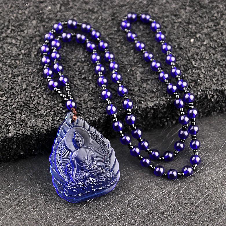 Manjushri Guanyin Anhänger Halskette - Grüne Tara, Medizin Buddha Glasanhänger für Männer & Frauen