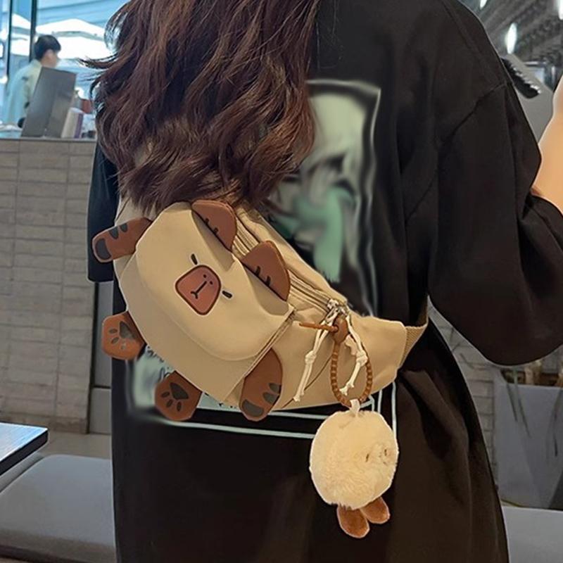 SCIONE Cute Cartoon Capibala Chest Bag 2025 New Large-capacity Fashion Leisure and Versatile Sports Students Lightweight Crossbody Bag