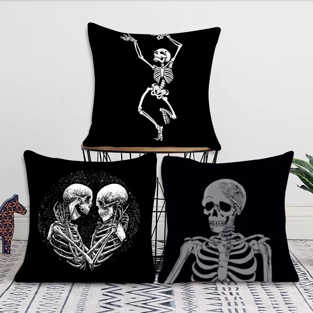 1pc Anatomical Skeleton Chalkboard Pillow Case Square Bedroom Sofa Leisure Comfort Cushion Car Living Room Home Decoration