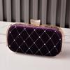 Women's Quilted Handbag Black Velvet Evening Party Bag Vintage Luxury Designer Diamond Clutch Crossbody Shoulder Wallet for Lady