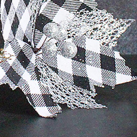 Xmas Flower High-quality Long Lifespan Home Decor Christmas Floral Black White Grid Xmas Flower Xmas Floral for Dorm