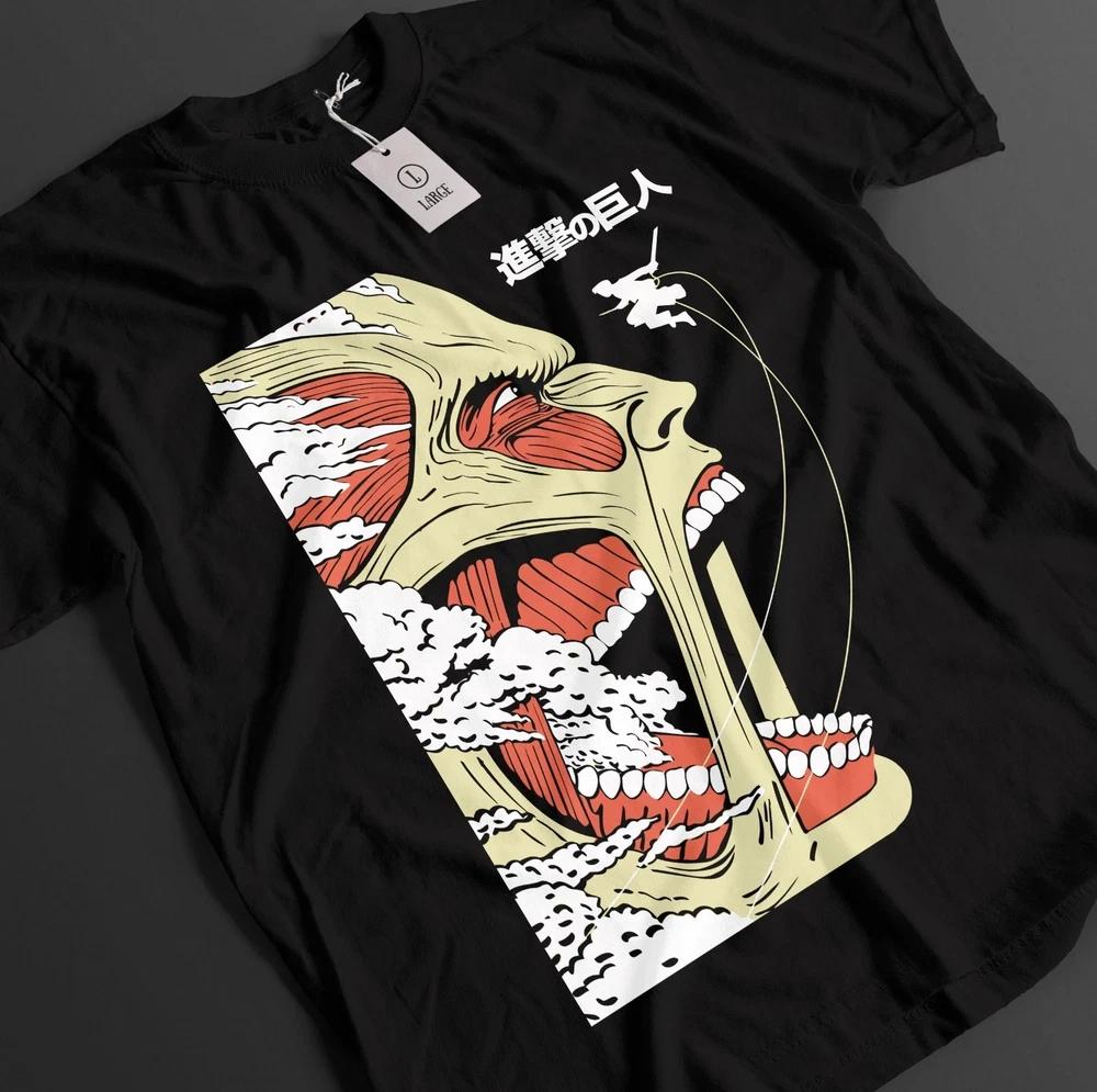 Anime Attack On Titan Colossal Battle Black TShirt Size S4XL S