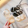 Prinzessin Kinder Sandalen Neueste Schleife Bling Perle Falten Mode Sandalen Für Mädchen Rutschfest Weich Kleinkind Kinder Sommerschuhe