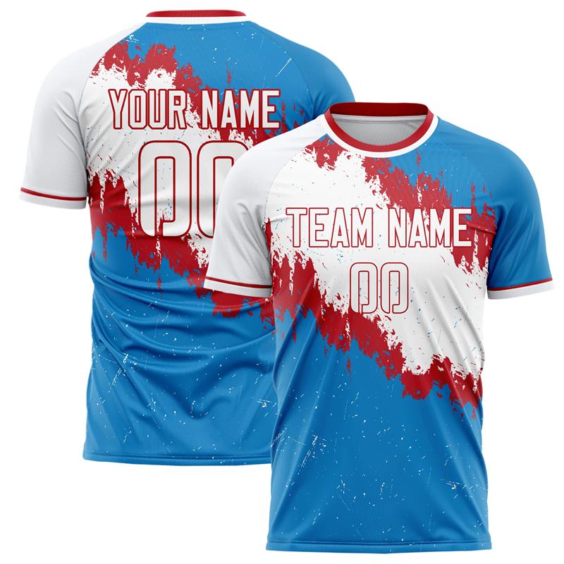 Customized Team Name Number Name Football T-shirts Personalized DIY Crew Neck Blue Sport T Shirts Loose Quick Dry Team Uniform