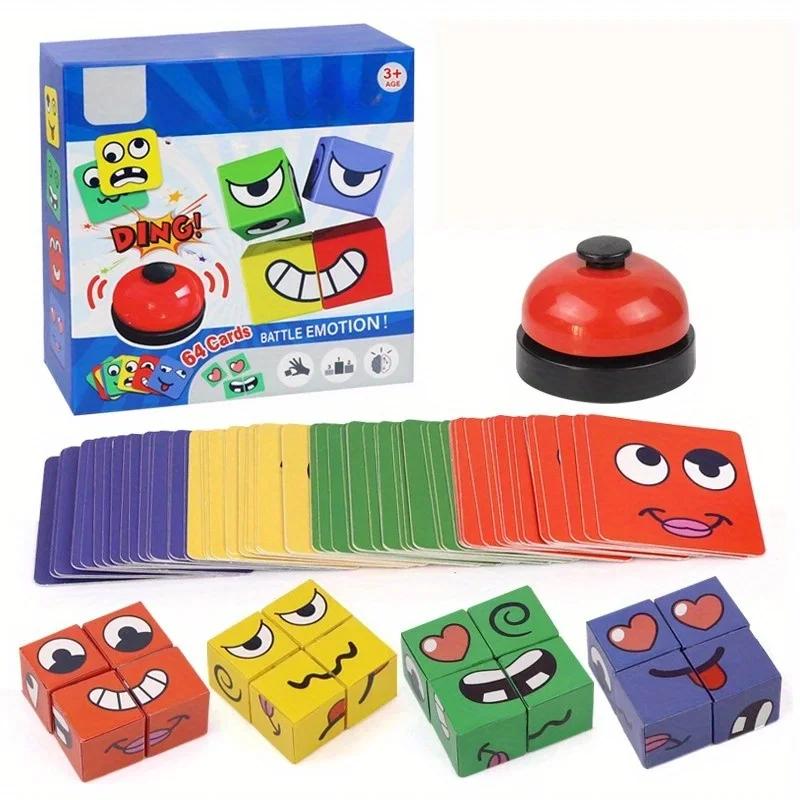 Kids Face Change Expression Puzzle Building Blocks Montessori Cube Table Game Toy Early Educational Toys for Boy S Children Gift