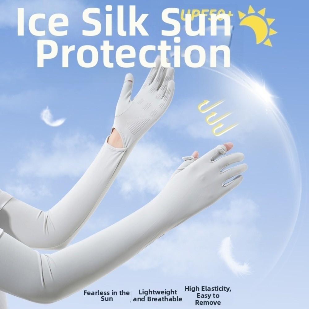 Non-slip Ice Silk Arm Sleeve Sun Protection Sunscreen Sleeve Gloves Thin Long Sleeve  Riding