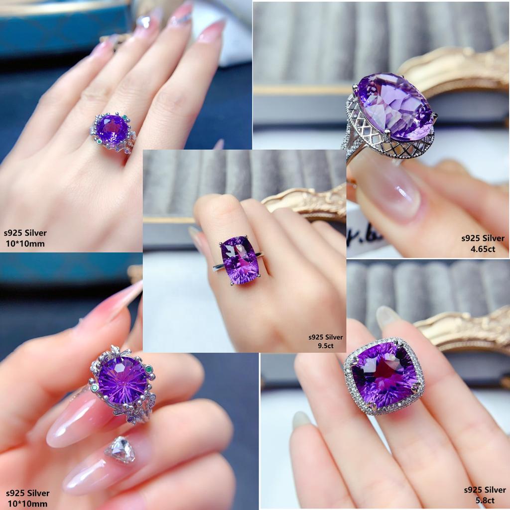 High Quality S925 Best-selling Natural Amethyst Ring High Clarity and Excellent Color Gem Rings Jewelry for Women Jewelry Gift