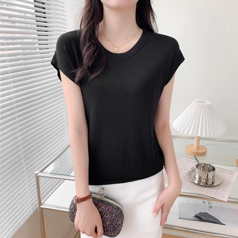 summer casual slim Sweater Women's O-neck solid elasticity Pullover harajuku Women short Sleeve Tops Knitwear Trending Sweaters