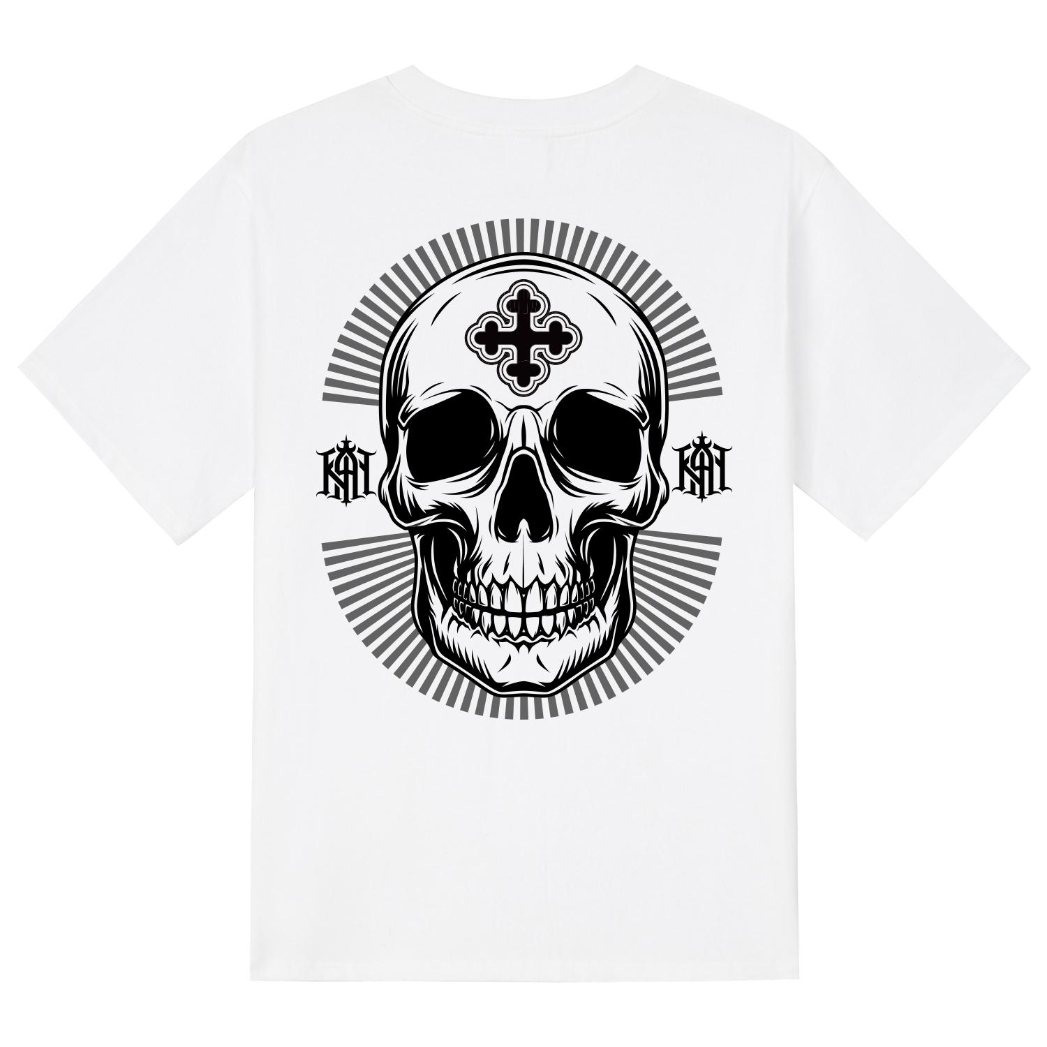 Khan 6312 Ktw0111 Skull Cross Short Sleeve T-Shirt - White White/M