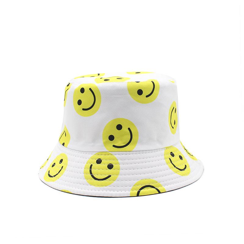 Smiley Face Double-Sided Wearing Bucket Hat Men And Women Street Trend Basin Hat Travel Sunscreen Couple Hat Tide