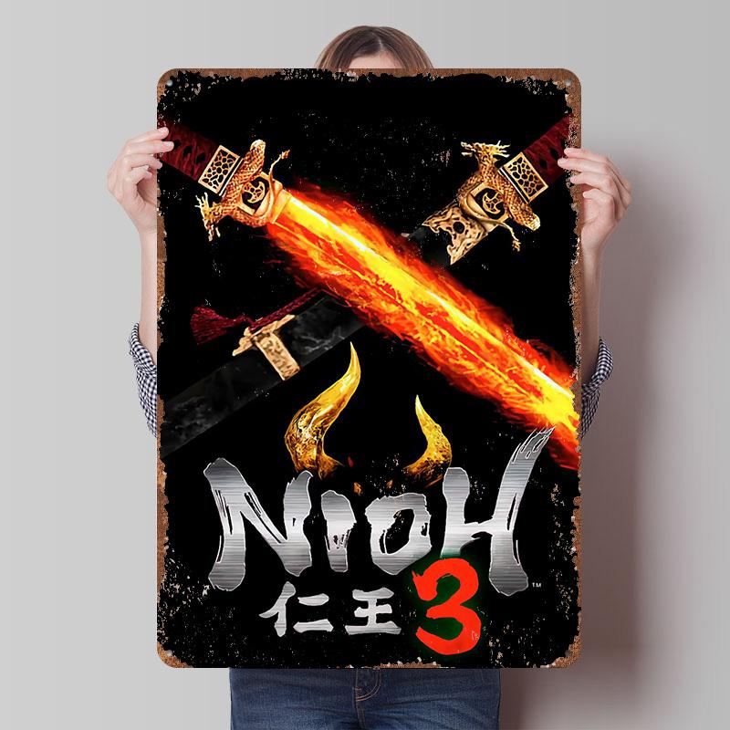 

Nioh 3 Game Printed Poster Customized Wall Art Retro Vintage Metal Tin Signs for Decoration Bedroom Decorations Man Cave Decor 7.9x11.8In(20x30cm)