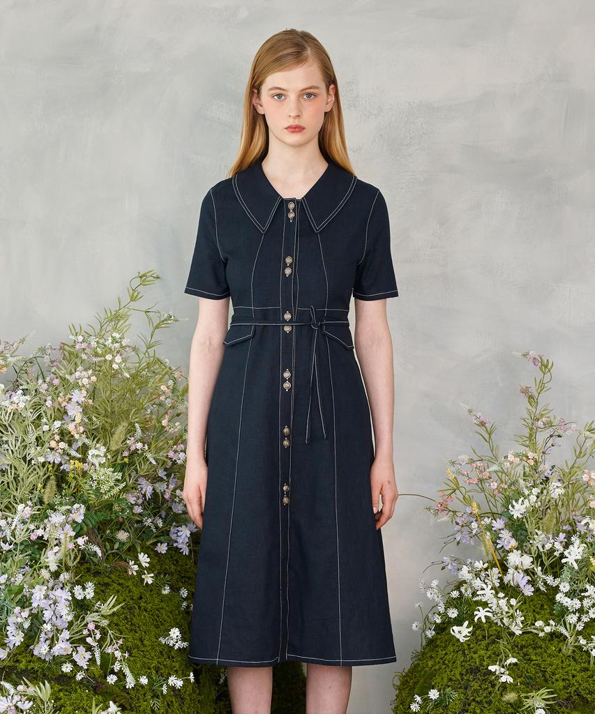 Baitalssain Two Button Collar Stitch Dress