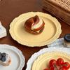Embossed Design Ceramic Dessert Plate Round Shape Western Dining Tableware  Household Use
