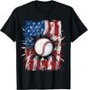 Patriotic Baseball 4th Of July Men USA American Flag Boys T-Shirt